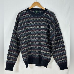 Vintage Club Room 100% Pure Wool Sweater Large Multicolor  Grey Men’s 80’s 90’s